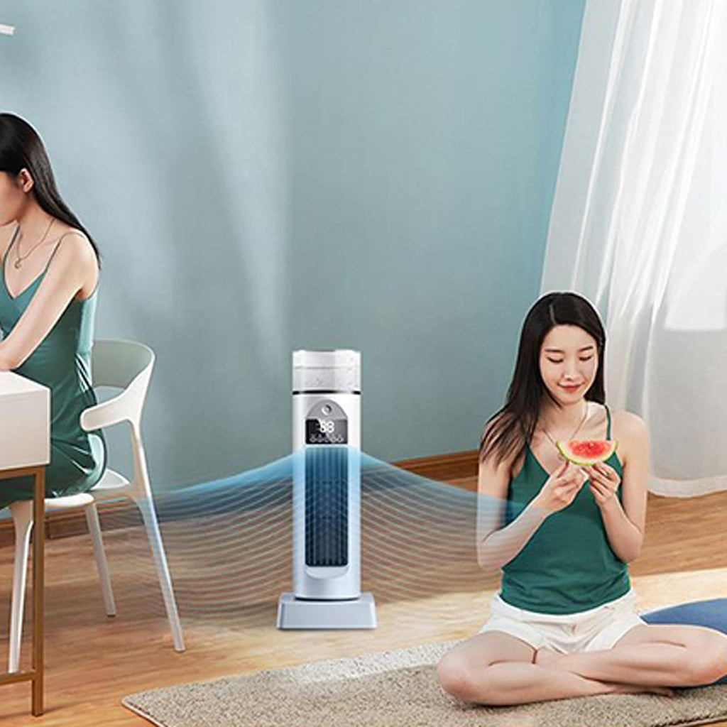 Genérico Ventilateur De Climatisation Oscillant Silencieux Sans Pale Avec Télécommande, Ventilateur Colonne Rafraîchisseur D'air 6 Vitesses Avec Humidificateur, Grand Réservoir D'eau, Refroidisseur Portable