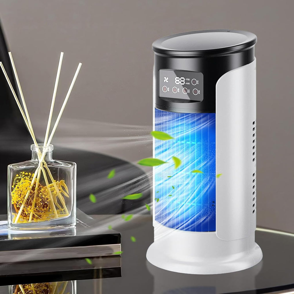  Ventilateur Climatiseur | Ventilateur Personnel Portable Rafraîchisseur D'Air | Vitesses Réglables - Réservoir 300ml - Silencieux Pour Bureau, Domicile Et Voyage