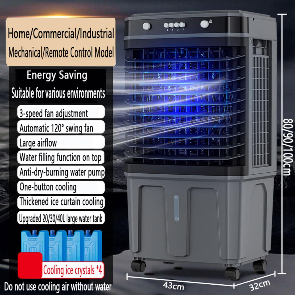 GENERIC Climatiseur Portable Avec 4 Compartiments à Glace, Réservoir D'eau De 20 Litres, Oscillation à 120°, Télécommande, Minuterie 12 H Et 3 Vitesses De Refroidissement. Idéal Pour La Chambre Ou La Maison.