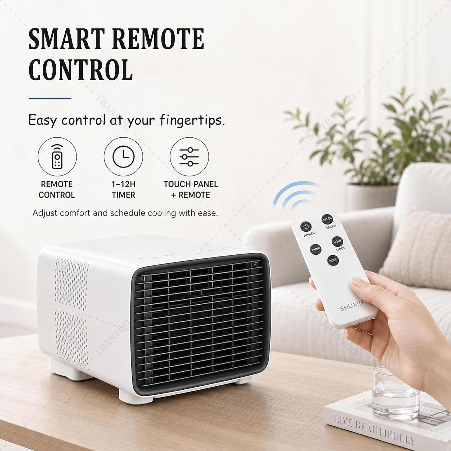  3000BTU Climatiseur Portable, 280W Basse Consommation, Refroidit, Ventile Et Déshumidifie, Écran Tactile Sans Fil, Ultra-Silencieux Pour Caravane, Camping Et Bureau De Cuisine