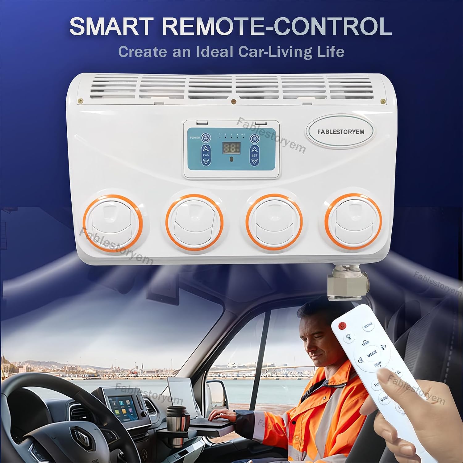 GENERIC Climatiseur Portable Avec Télécommande, Alimentation 12 V/24 V, Pas De Consommation De Carburant, Idéal Pour Le Refroidissement Des Véhicules Et Des Petits Espaces