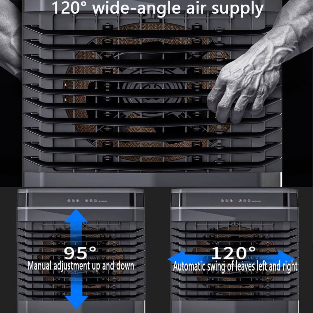 GENERIC Climatiseur Portable Avec 4 Compartiments à Glace, Réservoir D'eau De 20 Litres, Oscillation à 120°, Télécommande, Minuterie 12 H Et 3 Vitesses De Refroidissement. Idéal Pour La Chambre Ou La Maison.