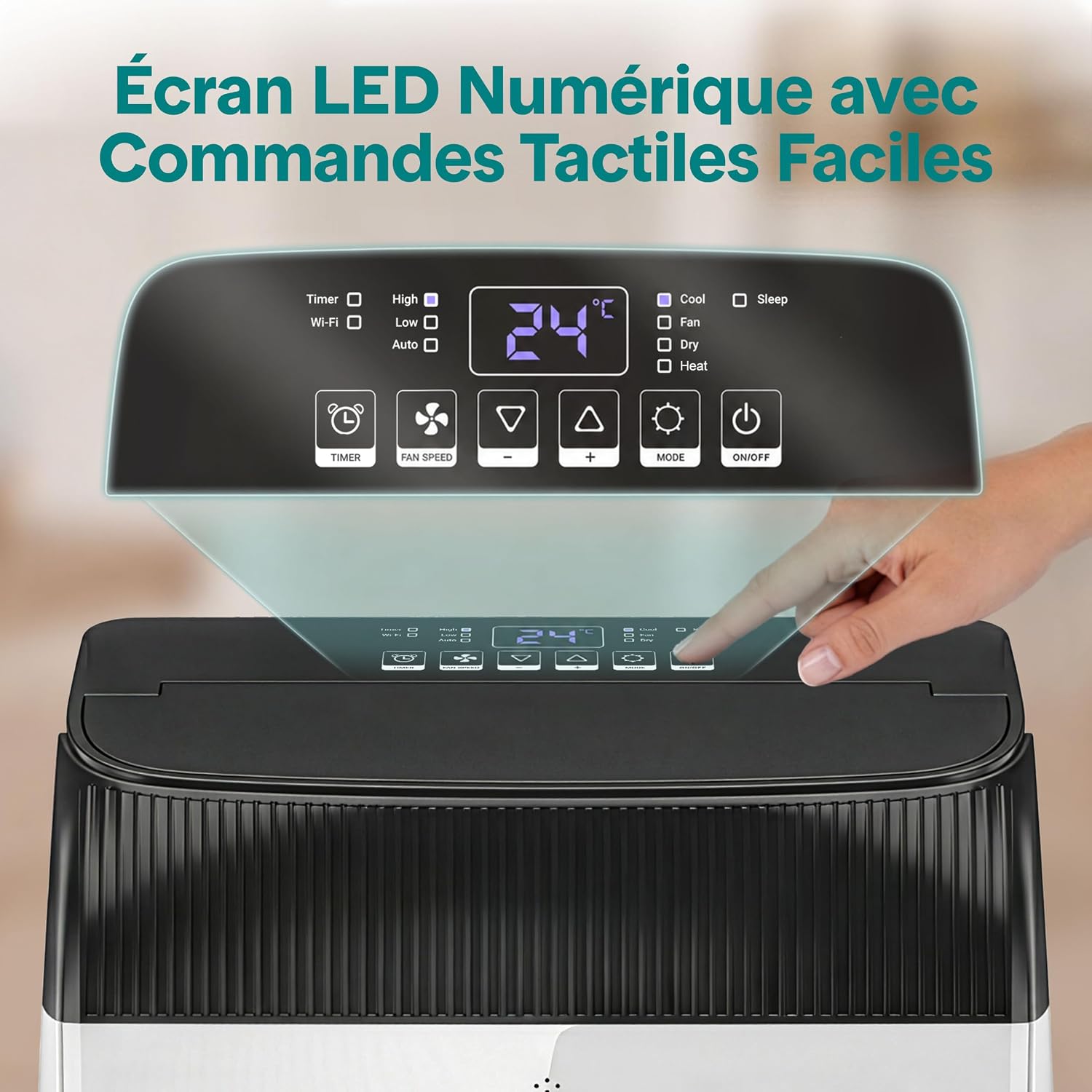  SereneLife Climatiseur Mobile 14000 BTU 2,9 KW Avec Évacuation – WiFi 4 En 1 Pour Pièces Jusqu’à 45 M², Refroidit Chauffe Ventile Déshumidifie