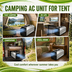  Climatiseur Mobile 3 En 1, 4500/5100 Btu, Idéal Pour Le Camping (Tente, Camping-Car, Fourgon Aménagé), Auto-Évaporateur, Minuterie 24 H, Télécommande, Fonctionnement Silencieux 1300W
