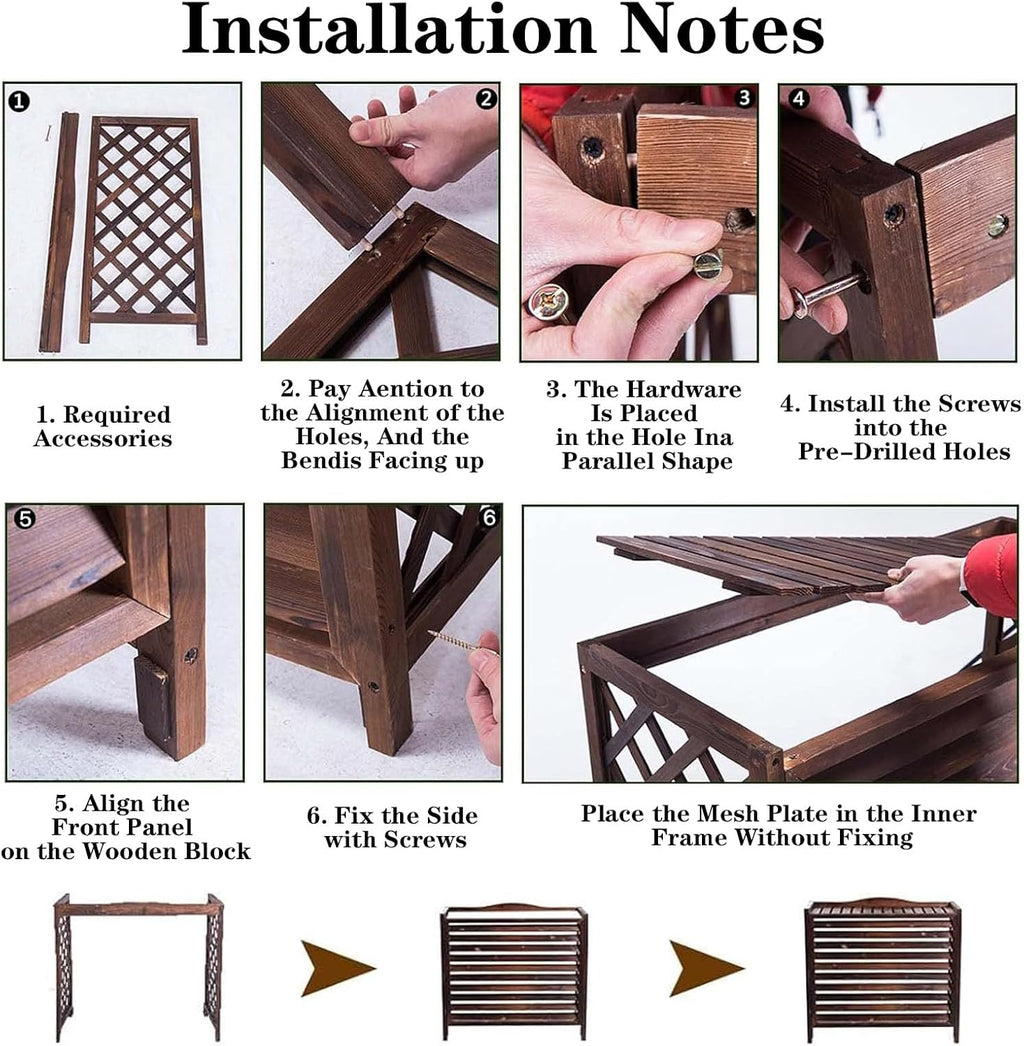  Clôture Extérieure, Couverture De Climatisation, Grilles Autoportantes En Bois Massif Pour Climatiseurs Et Pompes à Chaleur, Support De Fleurs Pour Climatisation