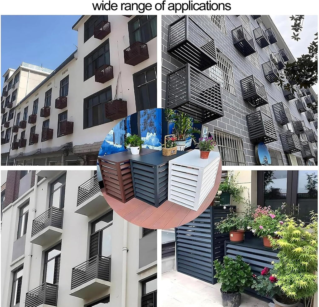  Housse De Climatiseur En Alliage D'aluminium Pour Pompe à Chaleur 5P Volets De Porte-fleurs – Réduction Du Bruit Et Protection élégante De Façade Accessoires Clete