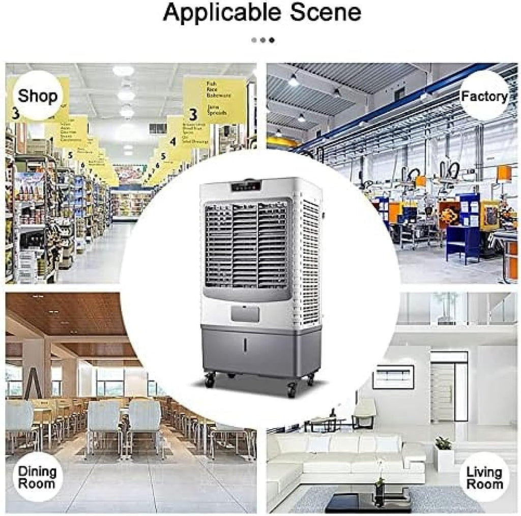  Ventilateur De Refroidisseur D'air Évaporatif Commercial, Humidificateur Industriel, Climatiseur 3 En 1, Grand Réservoir D'eau De 55 L, Refroidisseur Domestique, Moteur Puissant Pour Un Refroidiss