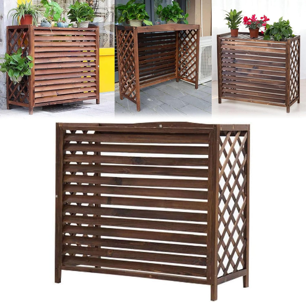  Clôture Extérieure, Couverture De Climatisation, Grilles Autoportantes En Bois Massif Pour Climatiseurs Et Pompes à Chaleur, Support De Fleurs Pour Climatisation