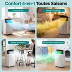  SereneLife Climatiseur Mobile 14000 BTU 2,9 KW Avec Évacuation – WiFi 4 En 1 Pour Pièces Jusqu’à 45 M², Refroidit Chauffe Ventile Déshumidifie