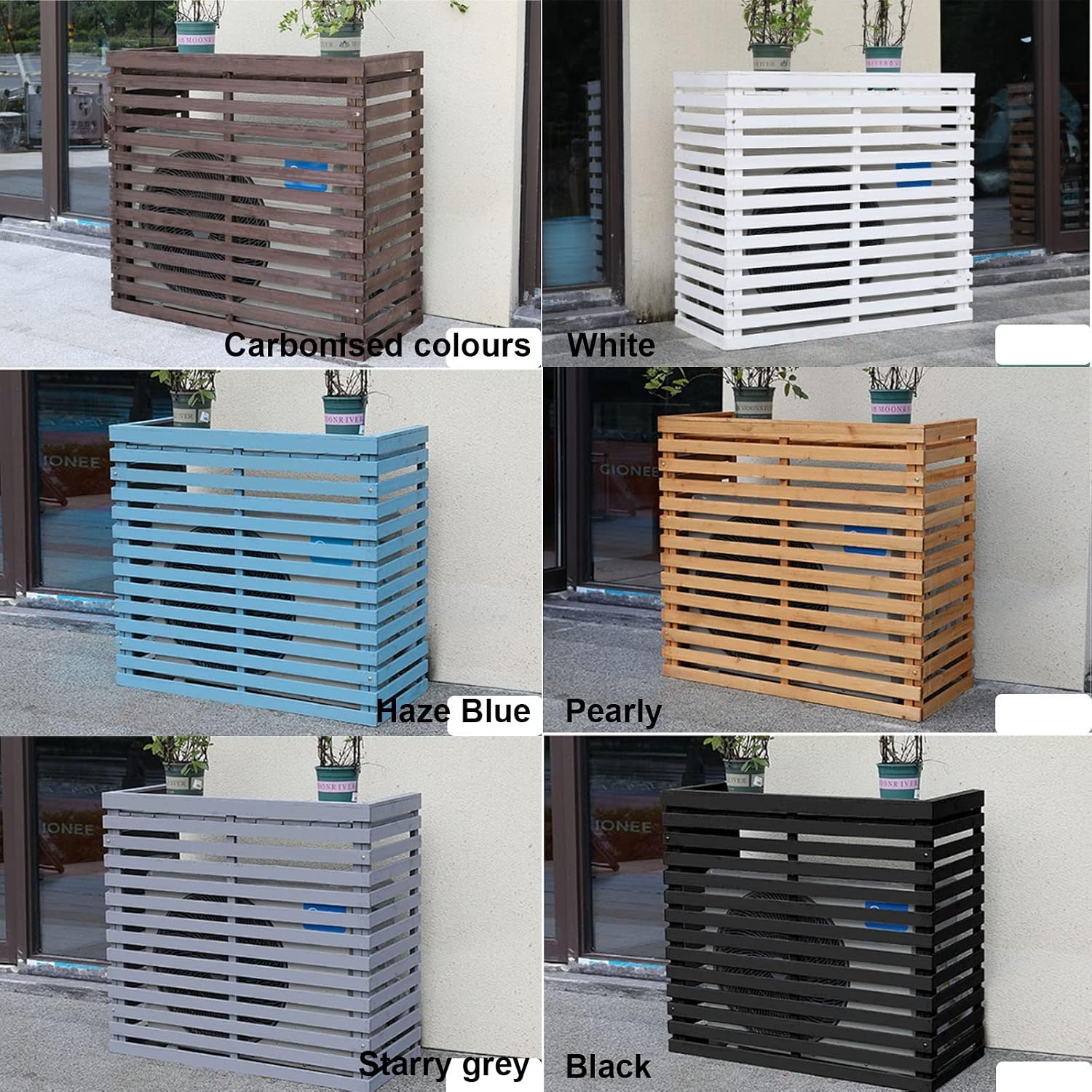 GENERIC Bonsai Design Housse En Bois Pour Climatiseur – Protection D'unité Extérieure | Cadre En Maille Polyvalent Pour Jardins, Terrasses Et Balcons | Housse élégante Pour Climatisation