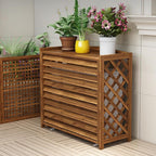 GENERIC Housse De Protection En Bois Pour Climatiseur Extérieur - Protection Anti-corrosion - Pour Pompe à Chaleur - Grille Décorative Et Support De Fleurs - 120 X 100 Cm