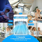  Climatiseurs Portables, Mini Climatiseur AC 4 En 1 Avec Réservoir D'eau De 1000ml, Minuterie 2/4/8H Lumière Ambiante Ventilateur Refroidisseur D'air Évaporatif Personnel Alimenté Par USB Pour Chambre