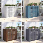 GENERIC Housse De Pompe à Chaleur Extérieure En Bois Pour Climatiseur - Protection Résistante Aux Intempéries - Écran Décoratif Avec Pot De Fleurs - Dimensions : 120 X 60 X 105 Cm - Couleur : Blanc