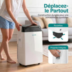  SereneLife Climatiseur Mobile 14000 BTU 2,9 KW Avec Évacuation – WiFi 4 En 1 Pour Pièces Jusqu’à 45 M², Refroidit Chauffe Ventile Déshumidifie