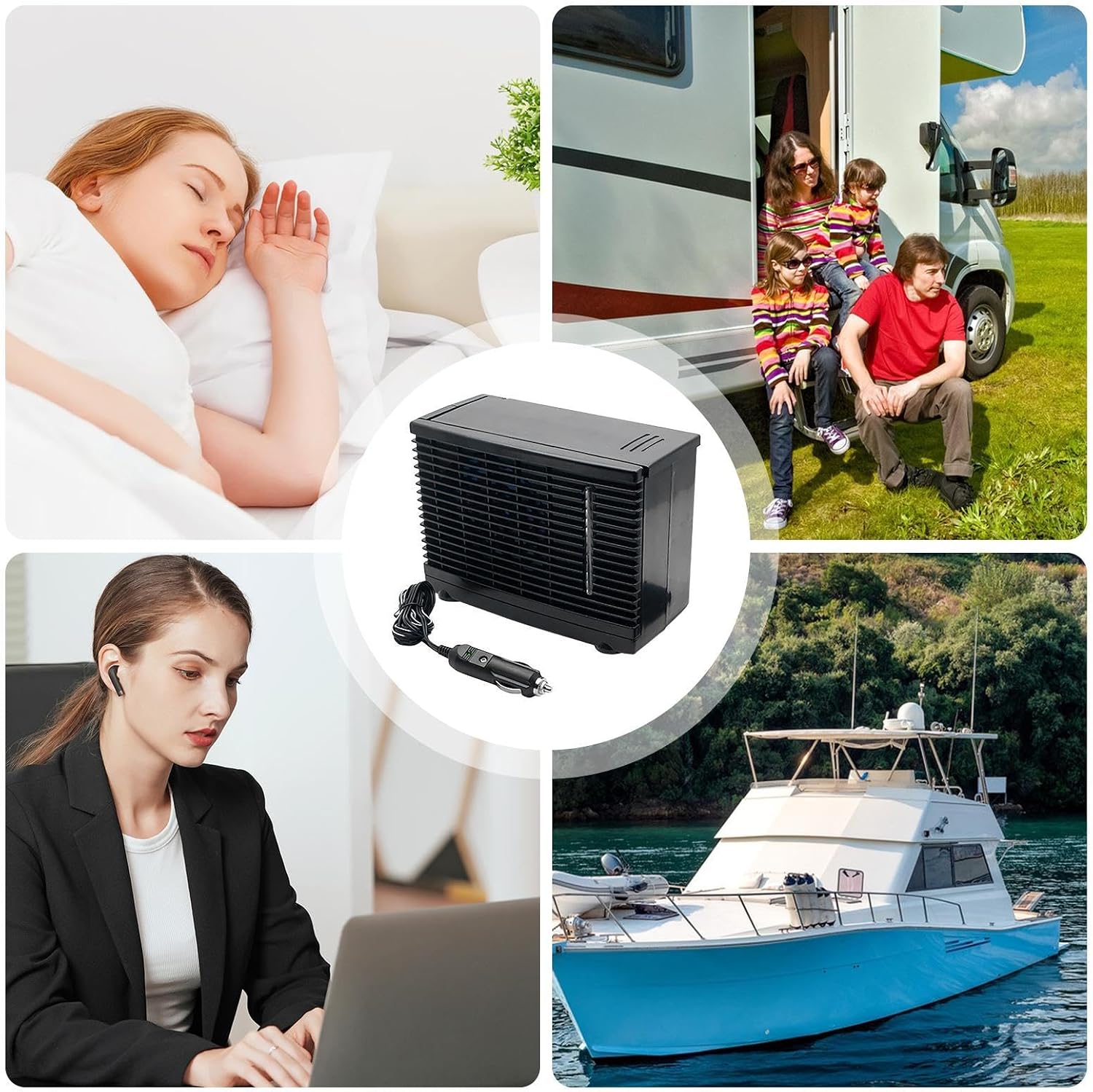  Ventilateur Climatiseur Portable Pour Voiture | Souffleur D'Air Portable Pour Voiture | Rafraîchisseur D'Air Évaporatif 12V Pour Camion Camping-Car Voyage Sous-Sol Chambre Garage