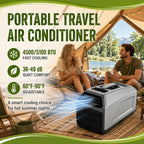  Climatiseur Mobile 3 En 1, 4500/5100 Btu, Idéal Pour Le Camping (Tente, Camping-Car, Fourgon Aménagé), Auto-Évaporateur, Minuterie 24 H, Télécommande, Fonctionnement Silencieux 1300W