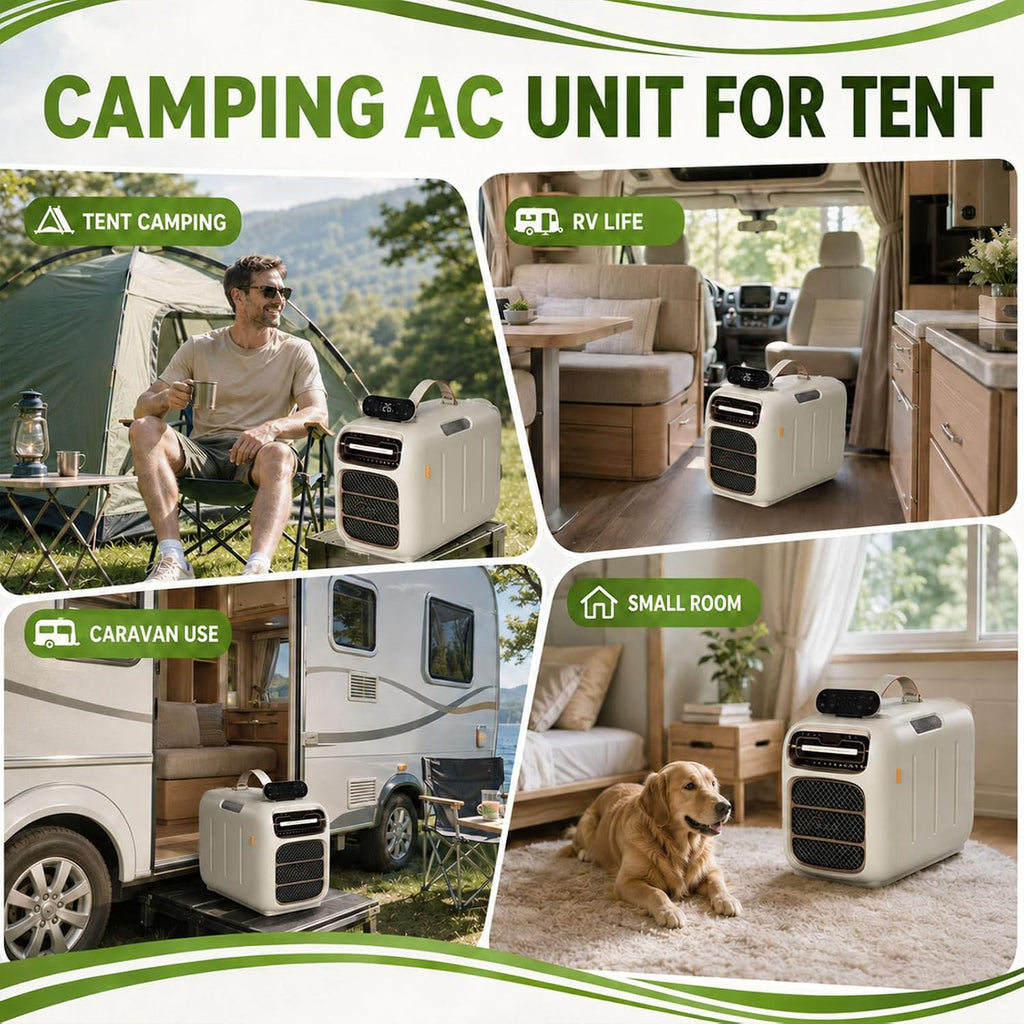  Climatiseur Portable 4700 Btu Pour Le Camping Sous Tente, Double Tuyau, Silencieux (45 DB), Télécommande, Modèle 2026, Idéal Pour Les Voyages, L'extérieur Et L'intérieur Cooling