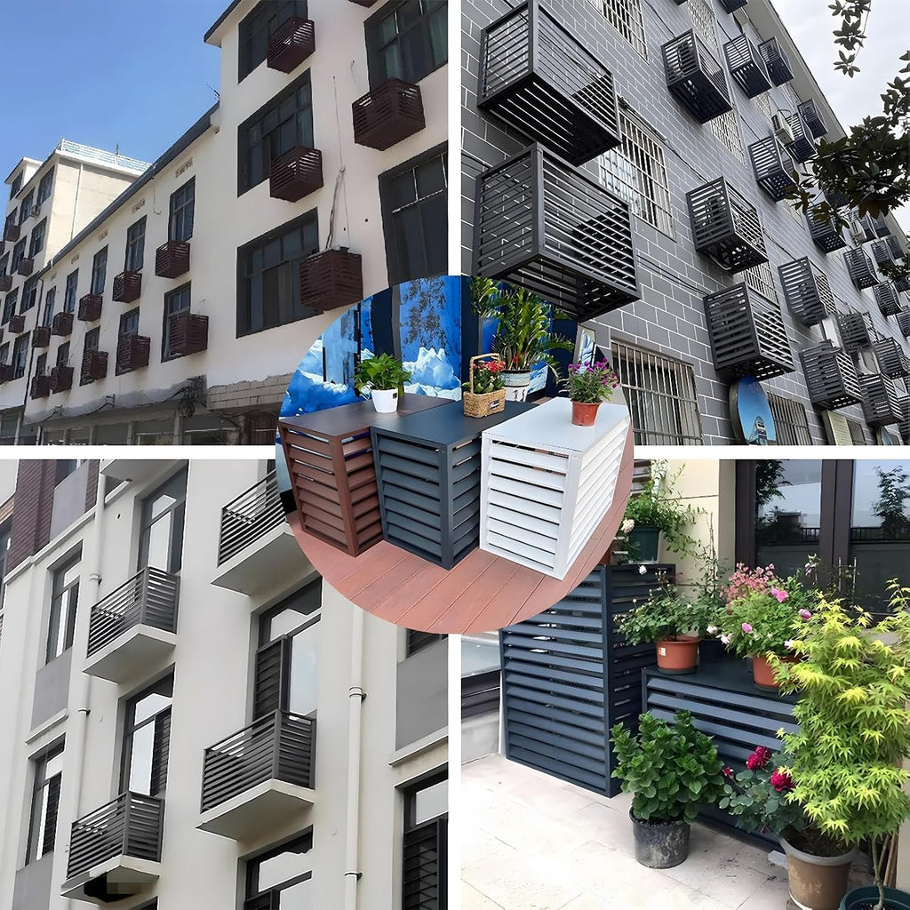GENERIC Housse De Protection En Aluminium Pour Climatiseur Extérieur – Clôture à Persiennes Antirouille – Protection De Climatiseur Autonome élégante – Résistante Aux Intempéries Et à La Déformation