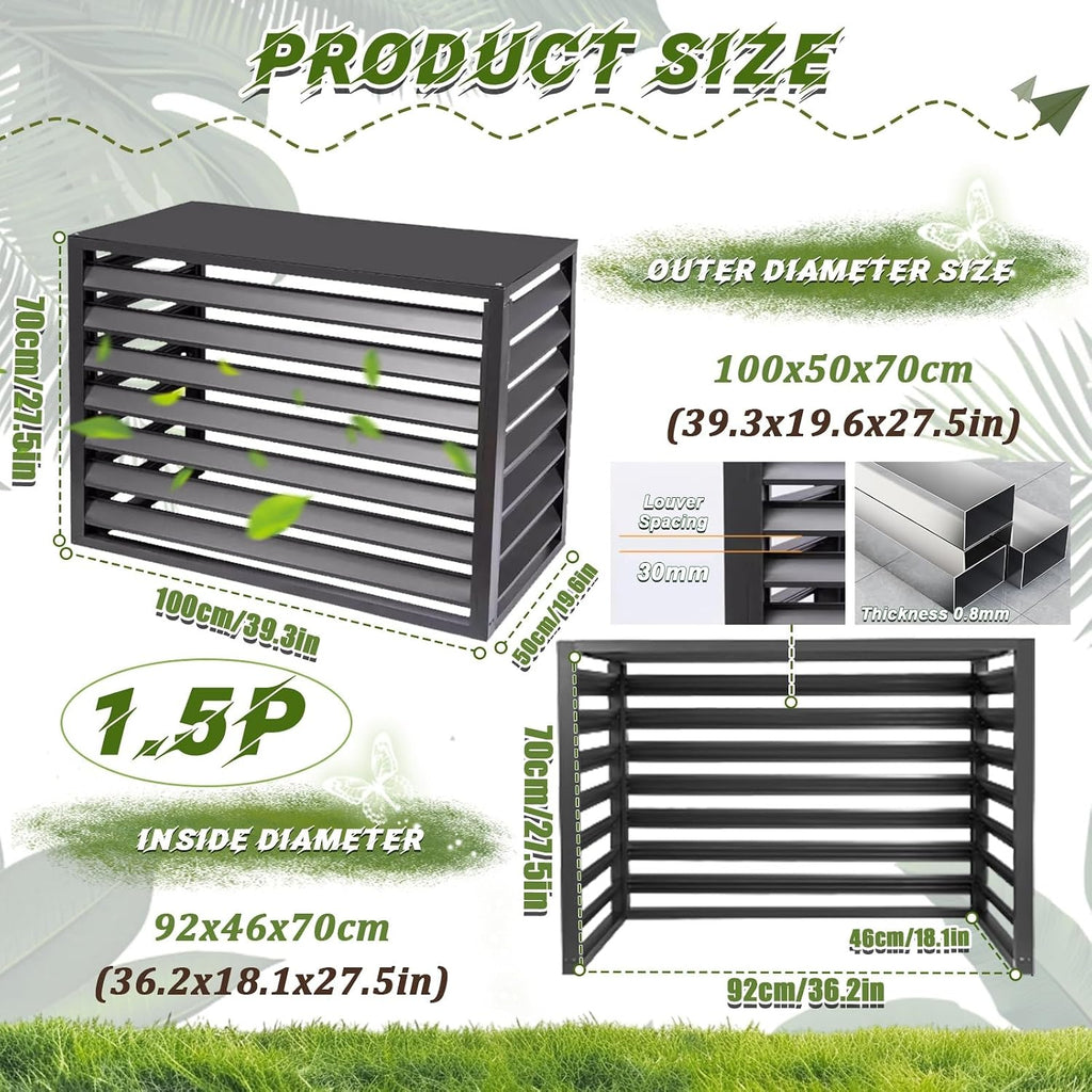 GENERIC Housse De Protection En Aluminium Pour Climatiseur - Résistant Aux Intempéries - Pour Extérieur - Pour Climatisation Et Protection Contre Le Condensateur - Assemblage Facile Pour Toutes Les Saisons