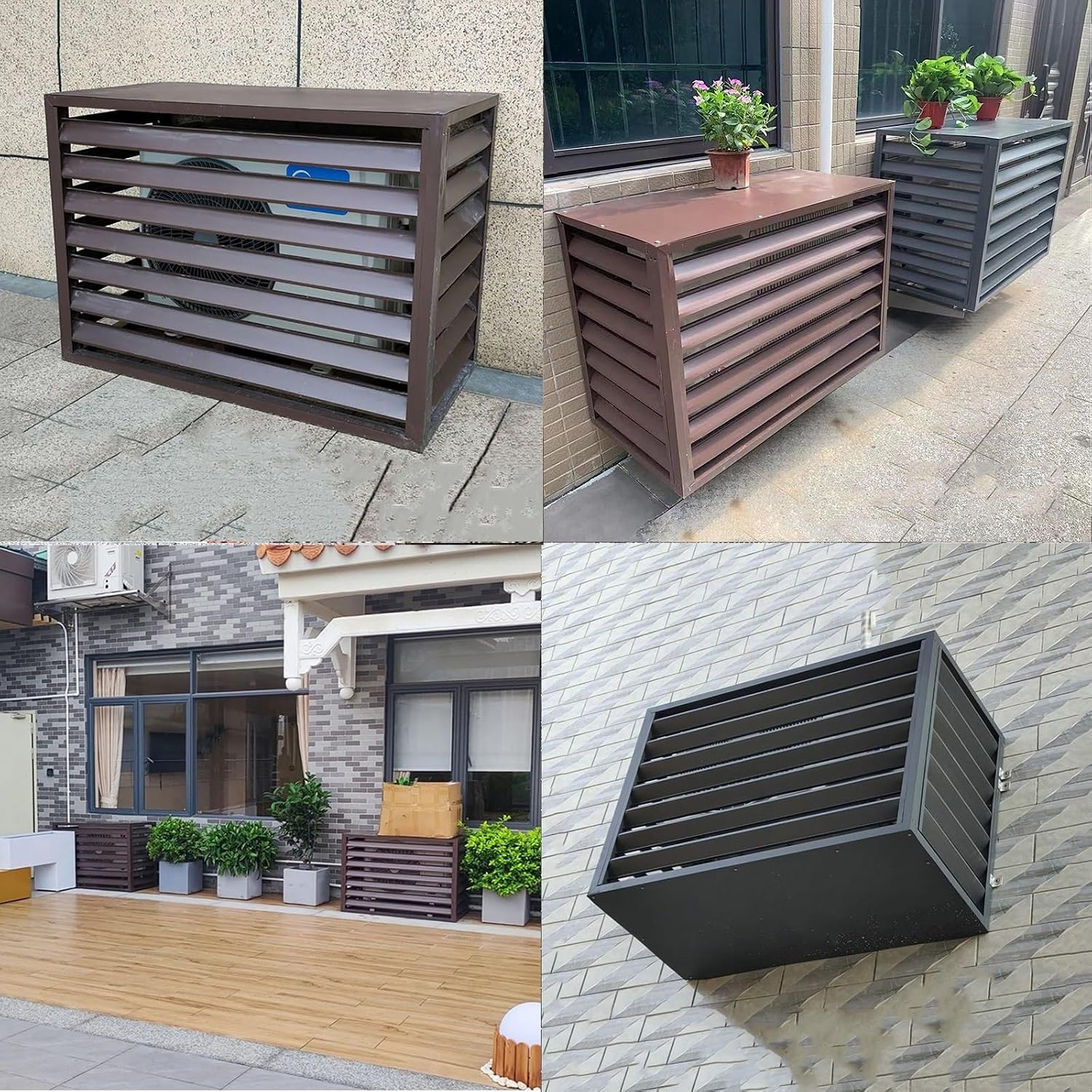 GENERIC Housse En Métal Pour Climatiseur – Étagère Décorative Pour Balcon, Bouclier En Alliage D'aluminium, Grilles De 1 Mm, Ion Condensateur Extérieur, Housse élégante Pour Climatisation