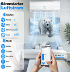  KESSER® Climatiseur SET Split – Wi-Fi/application – Refroidissement A++/chauffage A+ – Réfrigérant R32 – Télécommande, Matériel De Montage 9 000 BTU/h (2 600 Watts) Blanc [Classe énergétique A++]