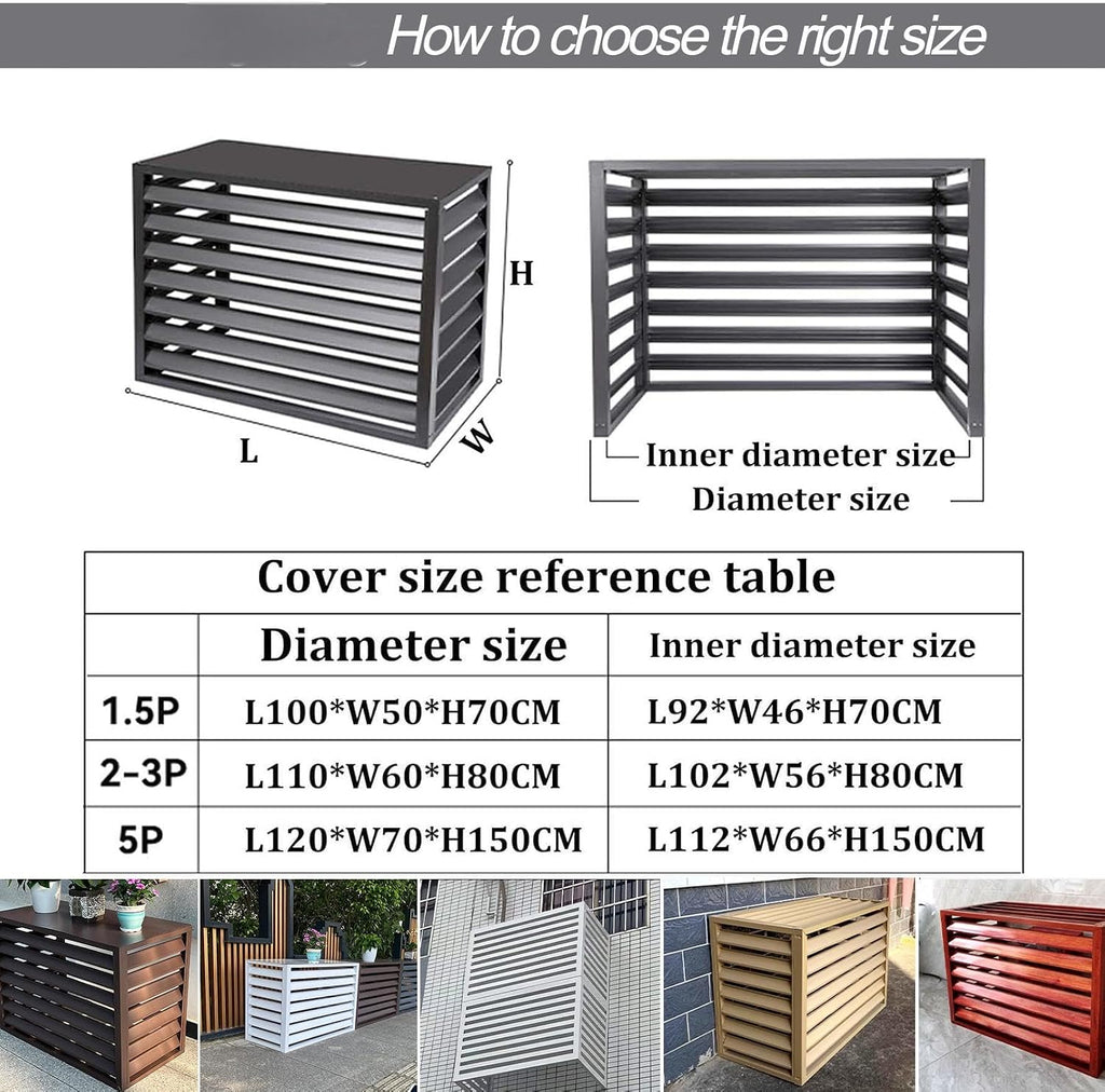  Housse De Climatiseur En Alliage D'aluminium Pour Pompe à Chaleur 5P Volets De Porte-fleurs – Réduction Du Bruit Et Protection élégante De Façade Accessoires Clete