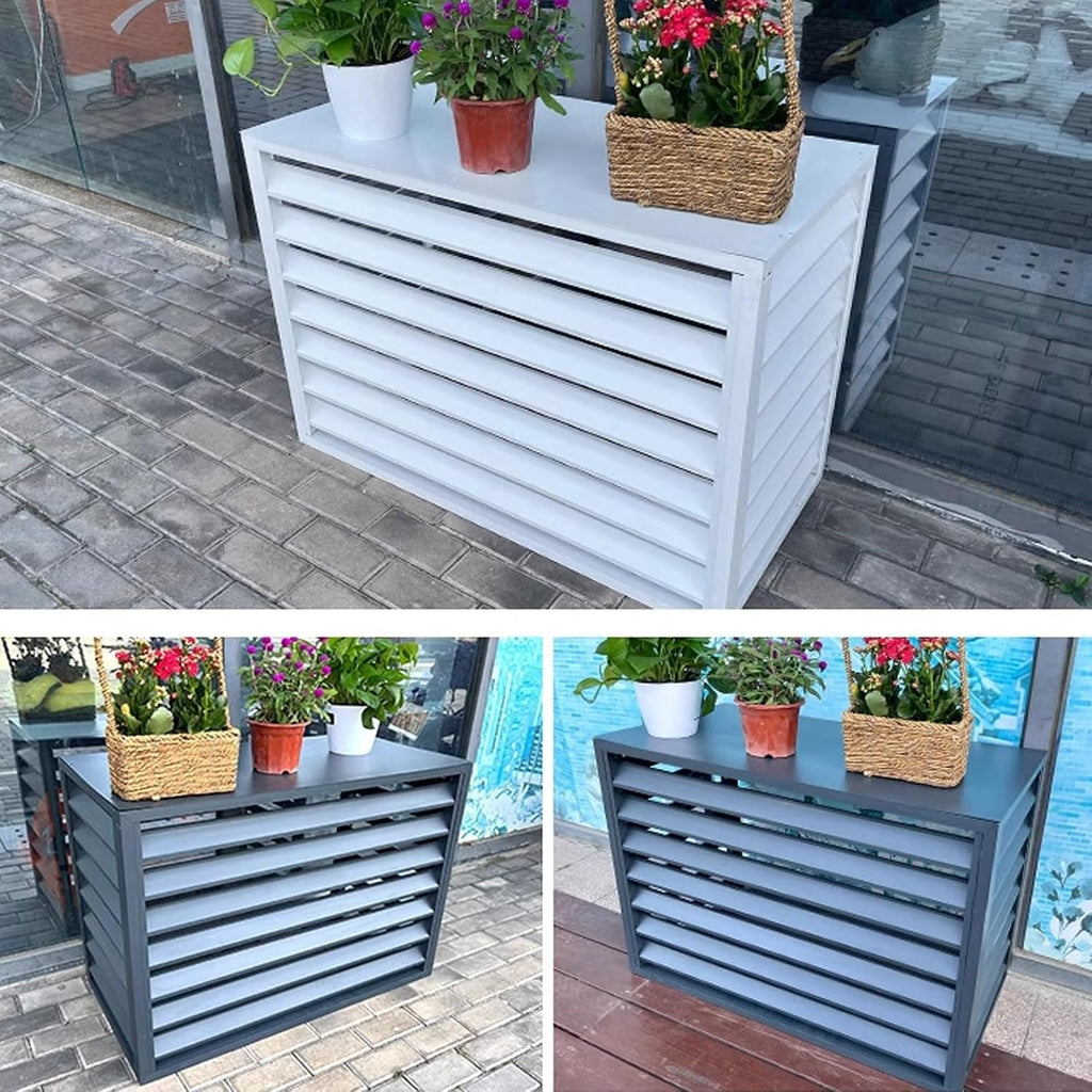GENERIC Housse En Aluminium à 4 Panneaux Pour Climatiseur Et Poubelle - Support De Fleurs D'extérieur - Clôture élégante Pour Climatiseurs Et Pompes à Chaleur (marron, 100 X 50 X 70 Cm)