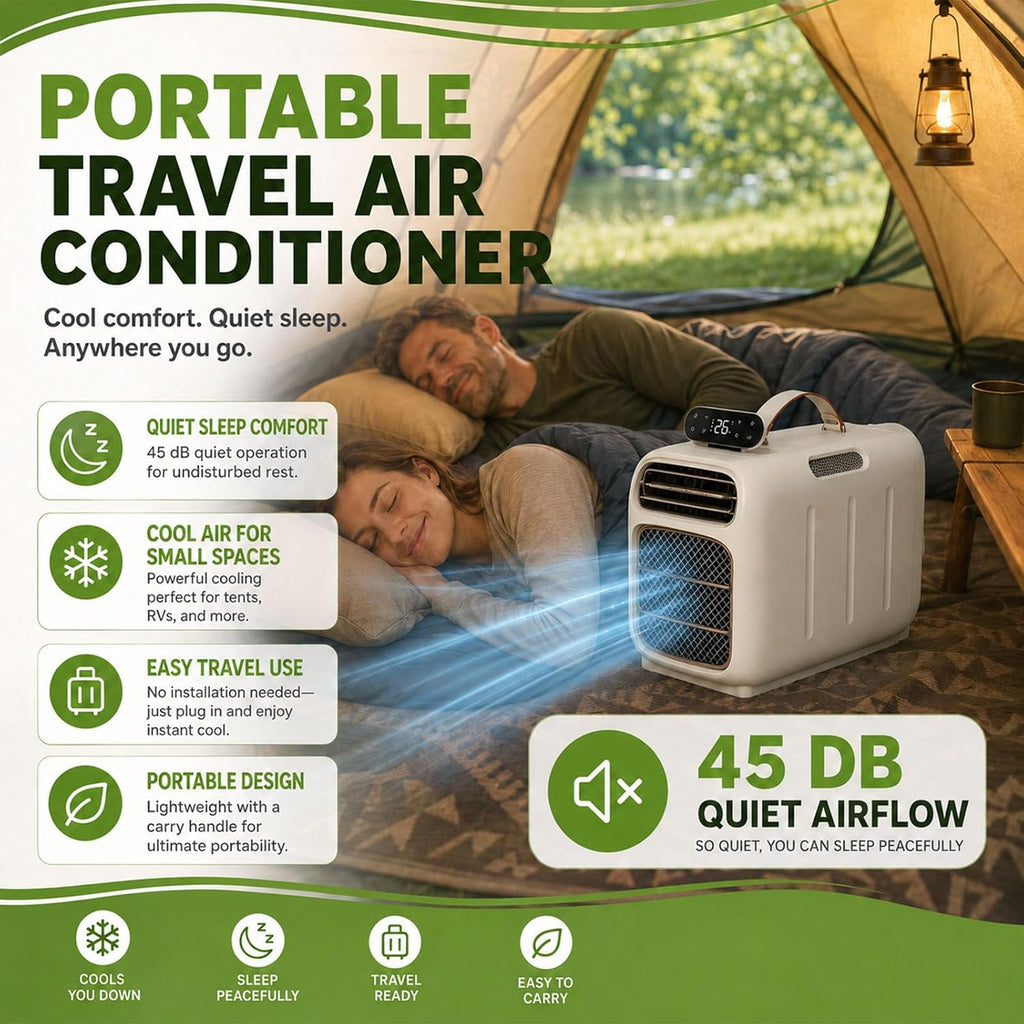  Climatiseur Portable 4700 Btu Pour Le Camping Sous Tente, Double Tuyau, Silencieux (45 DB), Télécommande, Modèle 2026, Idéal Pour Les Voyages, L'extérieur Et L'intérieur Cooling