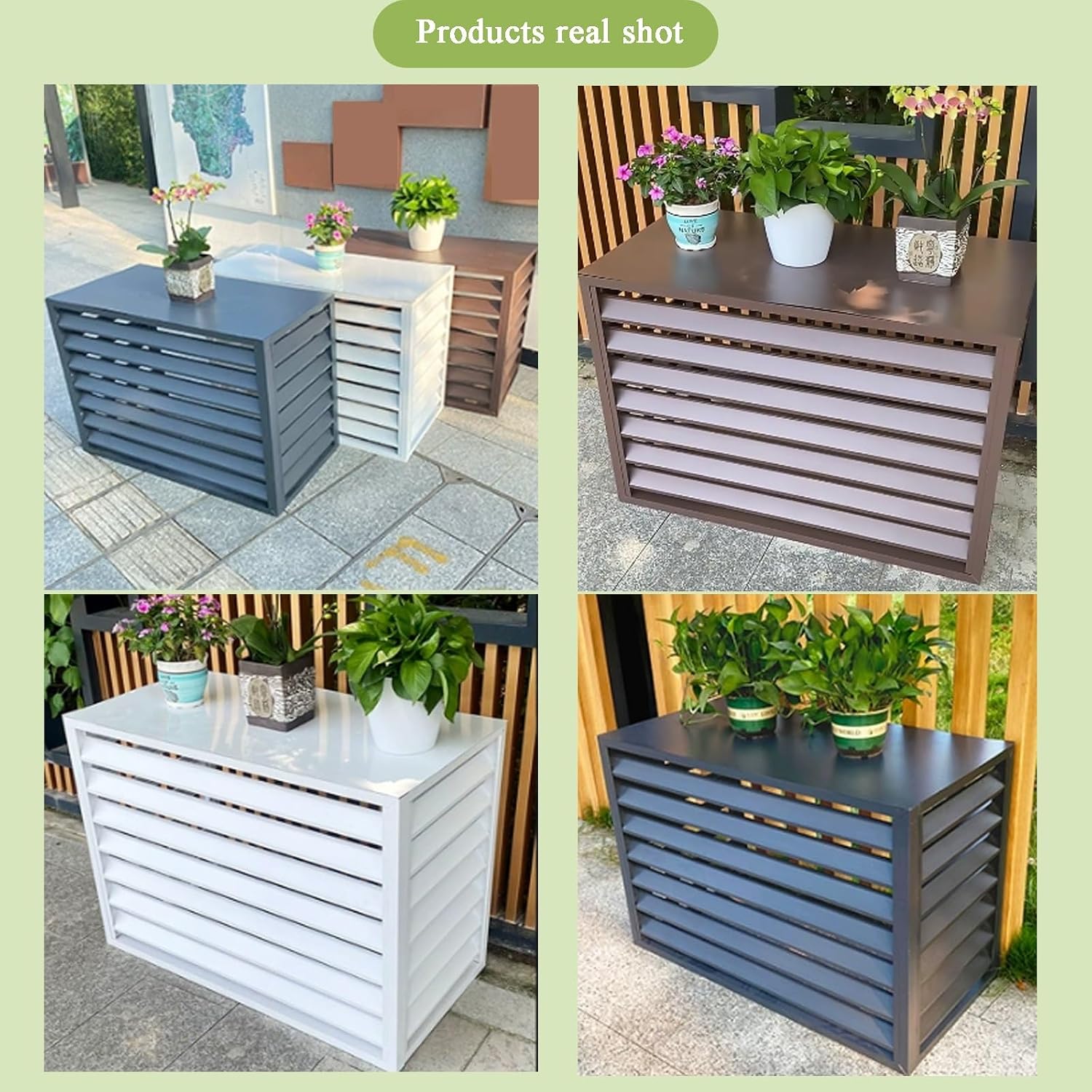 GENERIC Housse De Climatiseur Extérieur En Alliage D'aluminium Durable Et Couvercle De Poubelle - Parfait Pour Les Patios, Terrasses, Restaurants, Cafés - Résistant Aux Intempéries, Design élégant (couleur