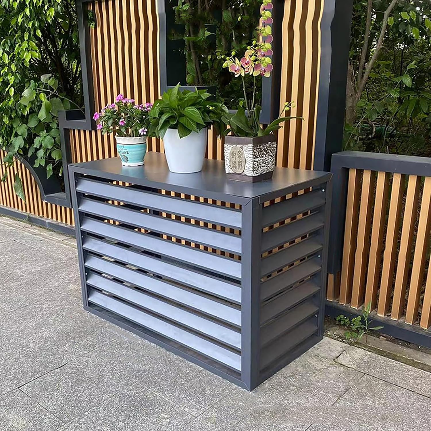 Couvercle En Aluminium Pour Climatiseur Et Protection De Pompe à Chaleur Pour Extérieur, Clôture D'intimité Pour Plantes, Unité De Climatisation Et Boîtier De Condensateur, Solution De Rangement Pour