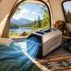  Climatiseur Mobile 3 En 1, 4500/5100 Btu, Idéal Pour Le Camping (Tente, Camping-Car, Fourgon Aménagé), Auto-Évaporateur, Minuterie 24 H, Télécommande, Fonctionnement Silencieux 1300W