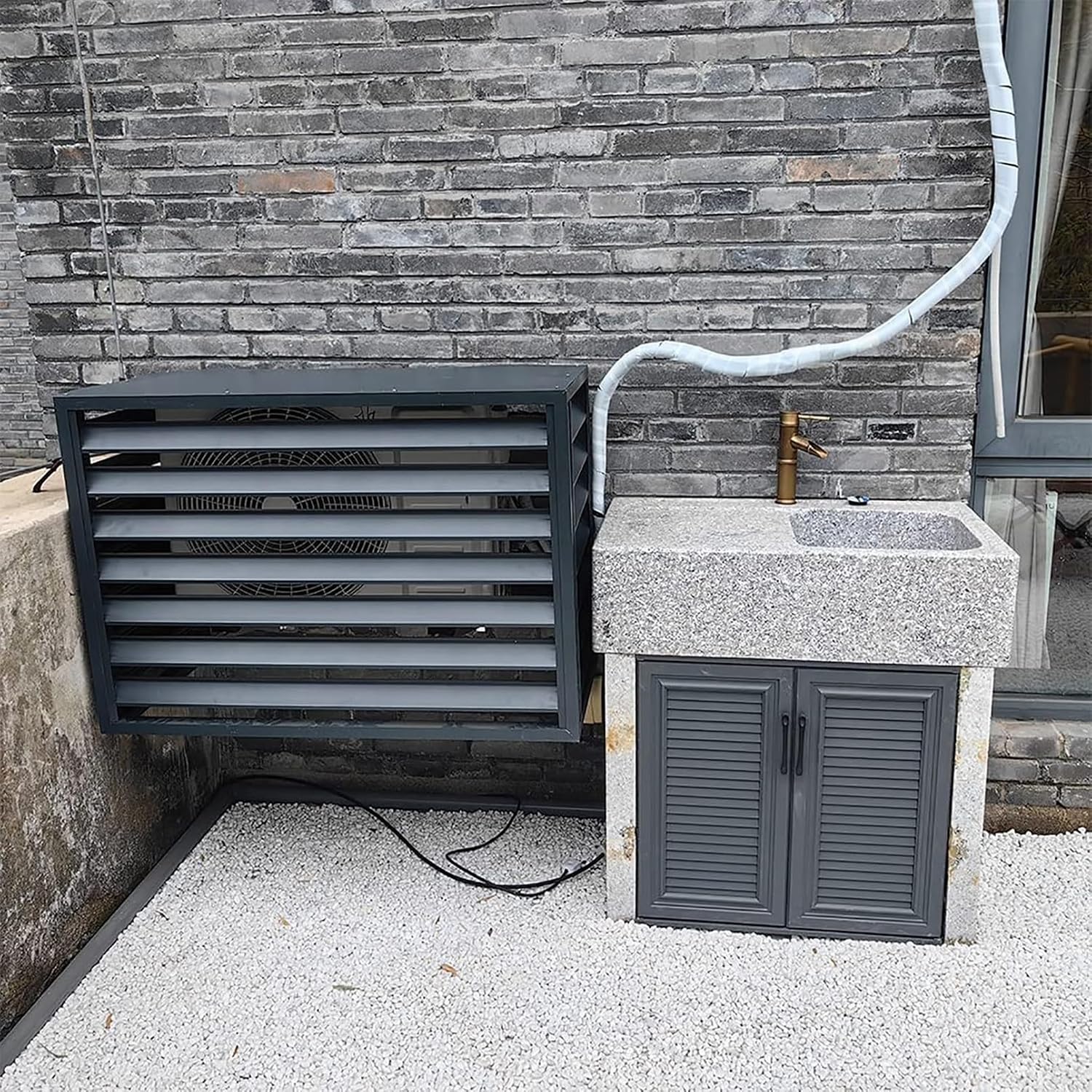 GENERIC Housse En Métal Pour Climatiseur – Étagère Décorative Pour Balcon, Bouclier En Alliage D'aluminium, Grilles De 1 Mm, Ion Condensateur Extérieur, Housse élégante Pour Climatisation
