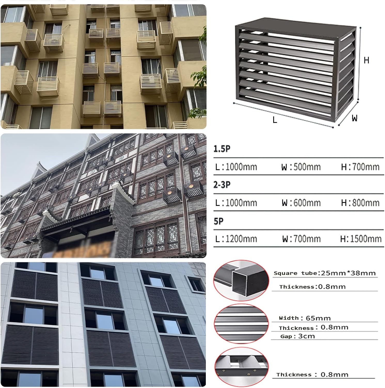  Housse De Protection Décorative En Aluminium Pour Climatiseur Extérieur Toutes Saisons - Clôture D'intimité Autonome Pour Unités AC Et Poubelles - Protection élégante