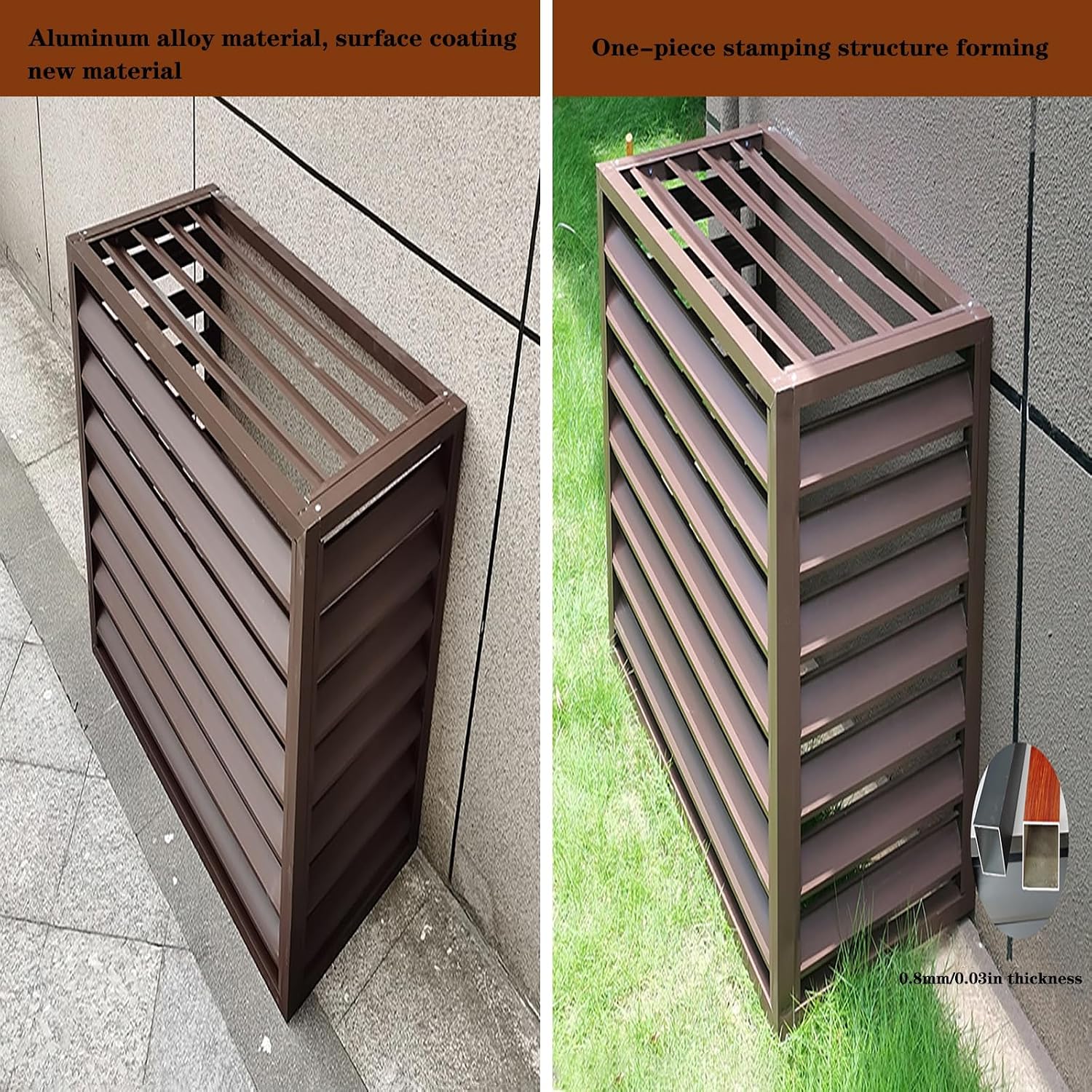 GENERIC Housse De Protection En Aluminium Pour Climatiseur Extérieur – Clôture à Persiennes Antirouille – Protection De Climatiseur Autonome élégante – Résistante Aux Intempéries Et à La Déformation