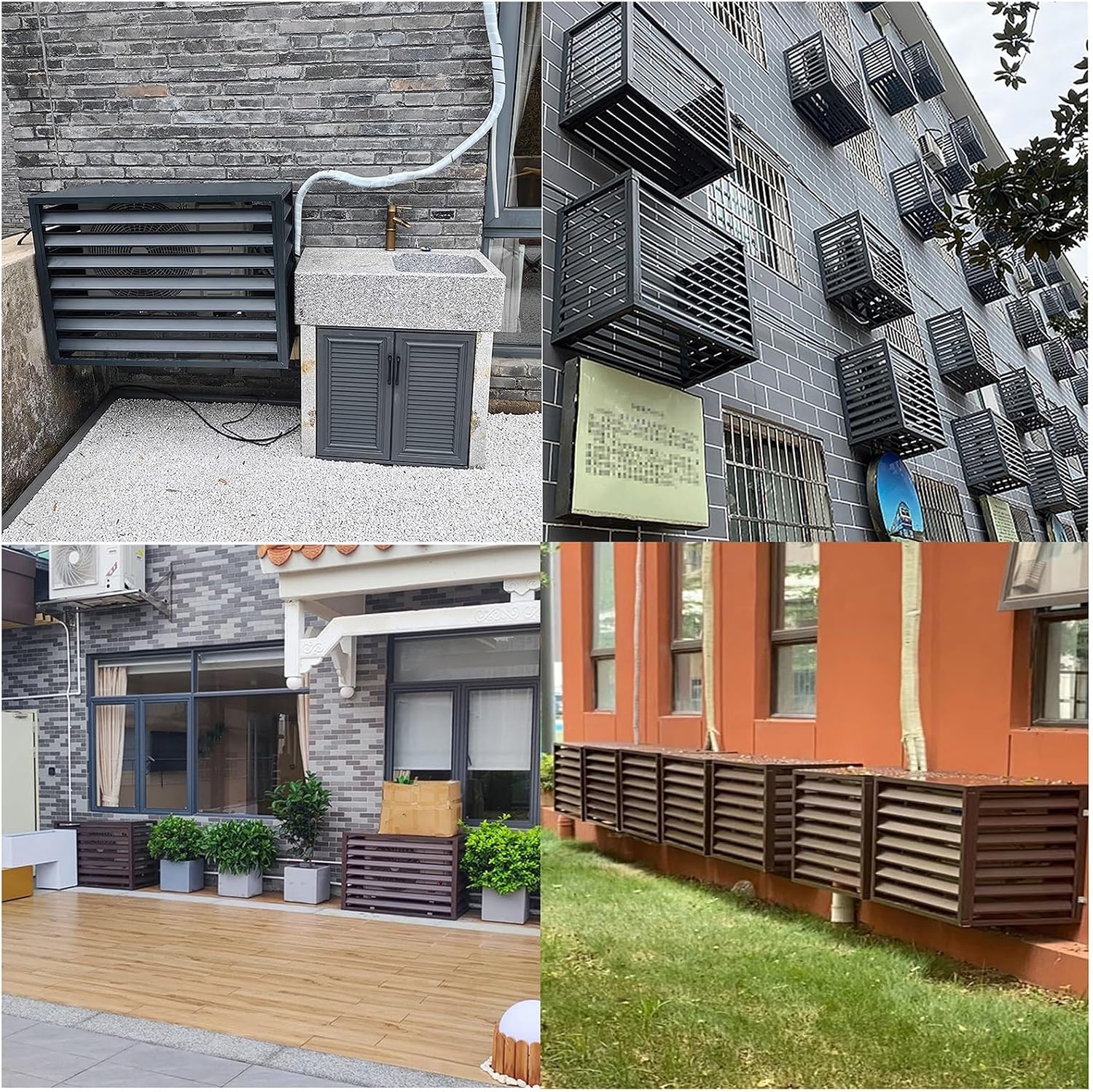  Housse De Protection Décorative En Aluminium Pour Climatiseur Extérieur Et Pompe à Chaleur - Pour Unités De Climatisation Et Ordures - Utilisation En Intérieur/extérieur