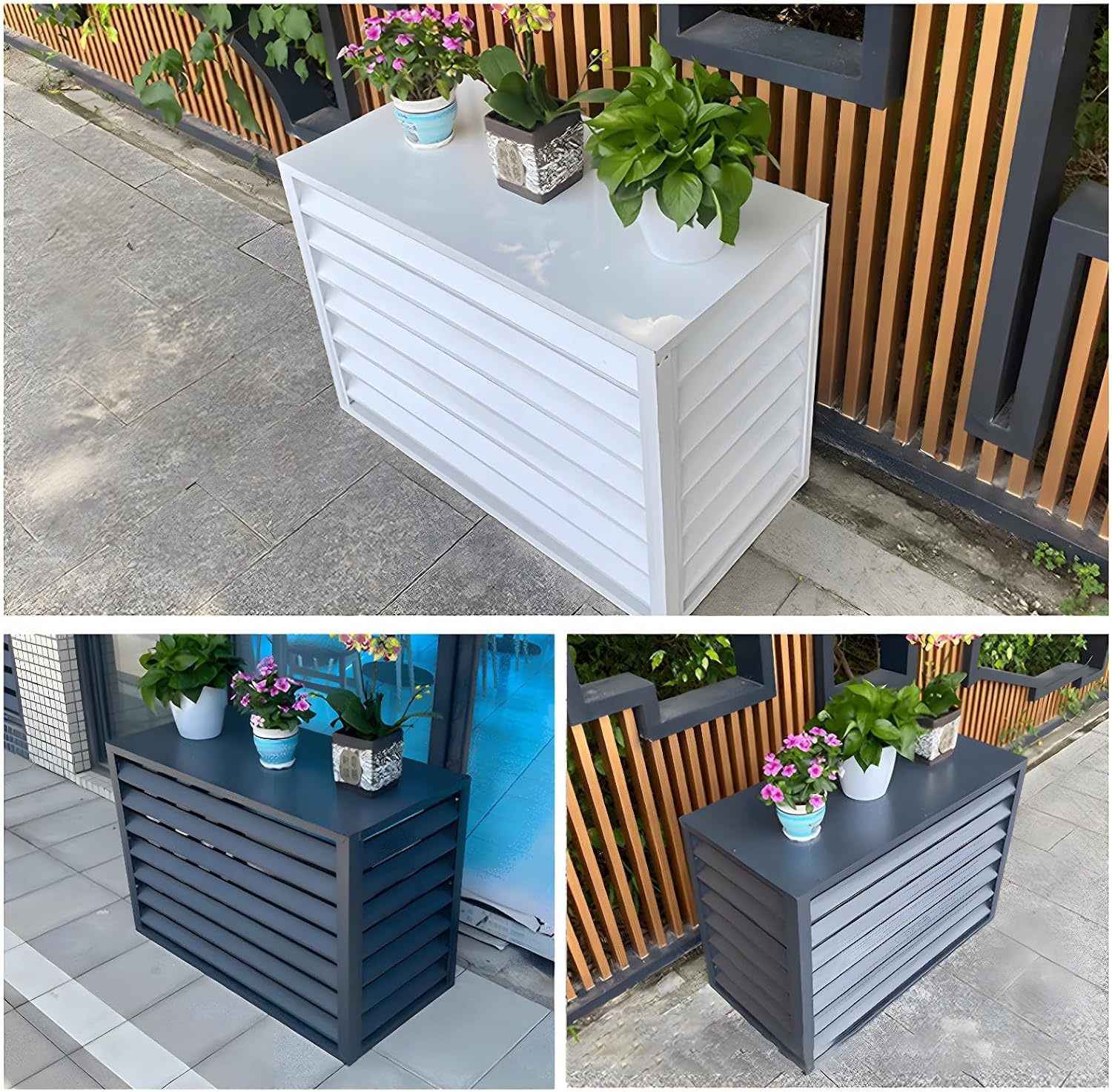 GENERIC Housse De Protection En Aluminium Pour Climatiseur Extérieur – Clôture à Persiennes Antirouille – Protection De Climatiseur Autonome élégante – Résistante Aux Intempéries Et à La Déformation