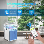  Climatiseur Portable USB Mini Brume Fraîche Refroidisseur D'Air 5 En 1 Ventilateur Humidificateur Mobile Sans Évacuation 800ML Air Cooler Fan Écologique Et Silencieux