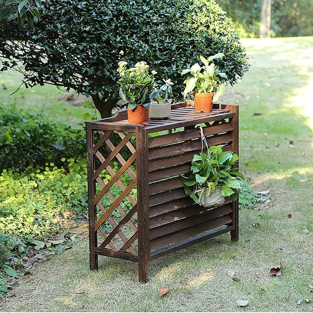  Support De Fleurs En Bois, Housse De Climatiseur D'extérieur Dissimulée, Support De Climatiseur De Jardin En Bois Massif, Cadre De Climatiseur épaissi, Climatiseur