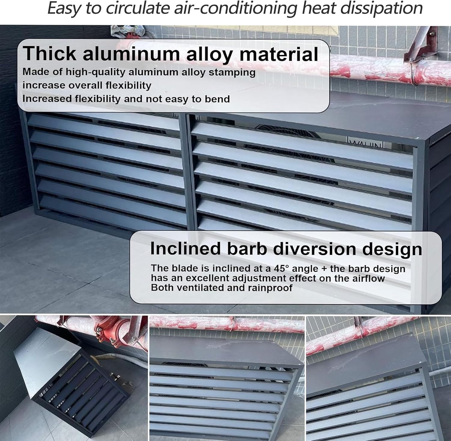  Housse De Climatiseur En Alliage D'aluminium Pour Pompe à Chaleur 5P Volets De Porte-fleurs – Réduction Du Bruit Et Protection élégante De Façade Accessoires Clete