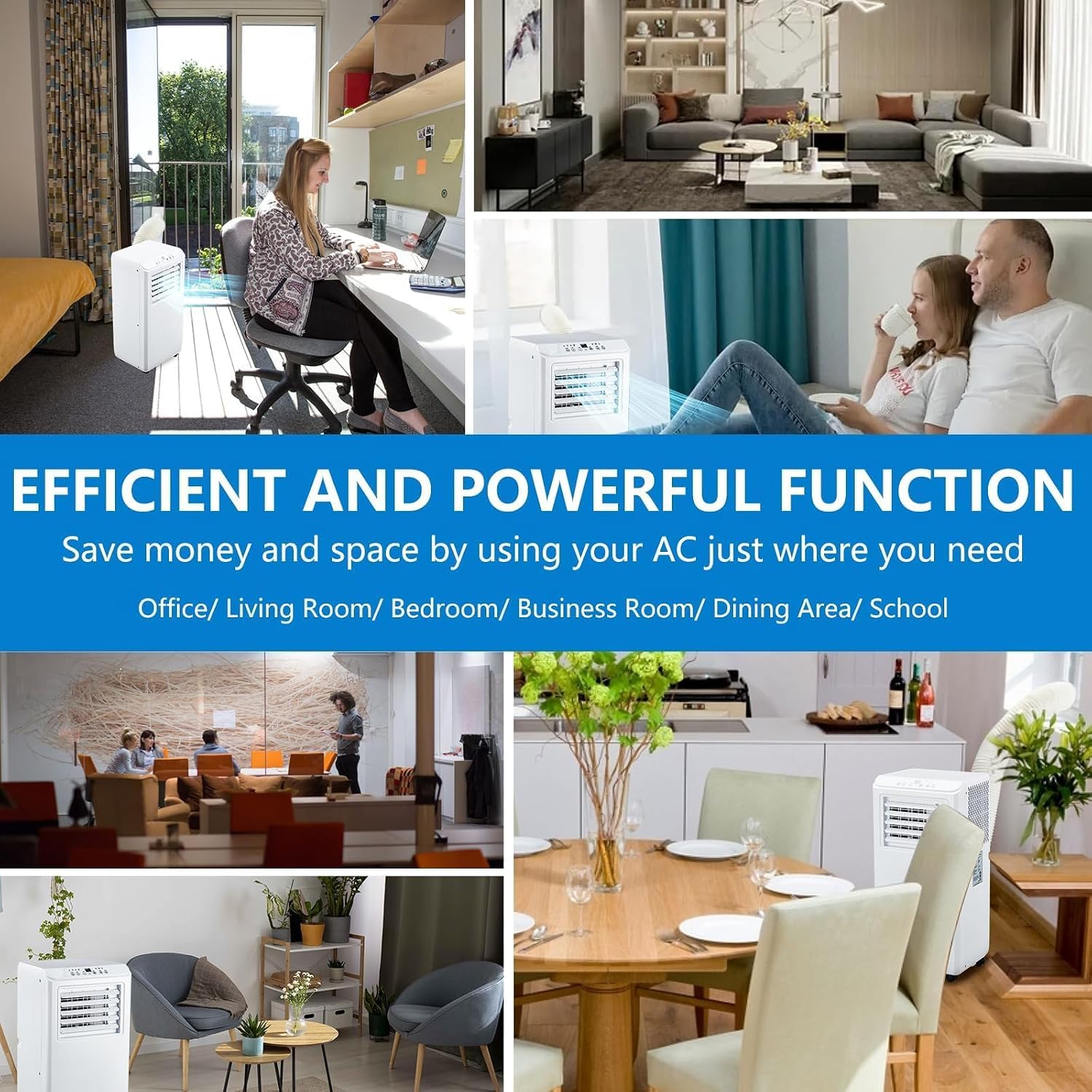  Climatiseur Portable 10 000 BTU, Unité AC 3 En 1 Avec Refroidissement Rapide, économie D'énergie, Télécommande, Minuterie De 24 Heures, Rafraîchit Les Pièces Jusqu'à 450 Mètres Carrés