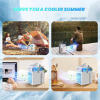  Climatiseur Portable USB Mini Brume Fraîche Refroidisseur D'Air 5 En 1 Ventilateur Humidificateur Mobile Sans Évacuation 800ML Air Cooler Fan Écologique Et Silencieux