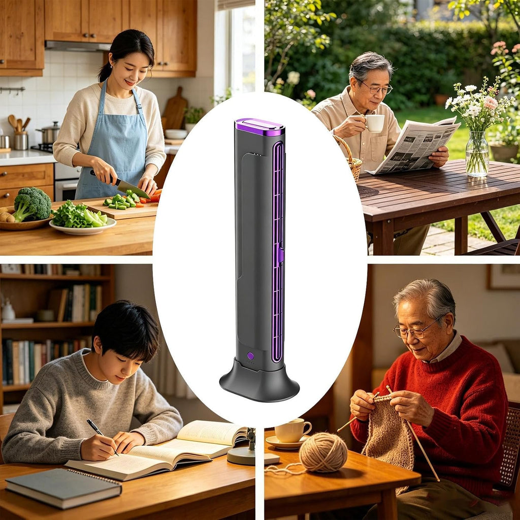  Ventilateur De Climatiseur De Refroidissement Portable – Refroidisseur D'air Sans Lame Rechargeable Par USB, Ventilateur Électrique De Conception De Tour De Support | Utilisation Du Dispositif De Refr