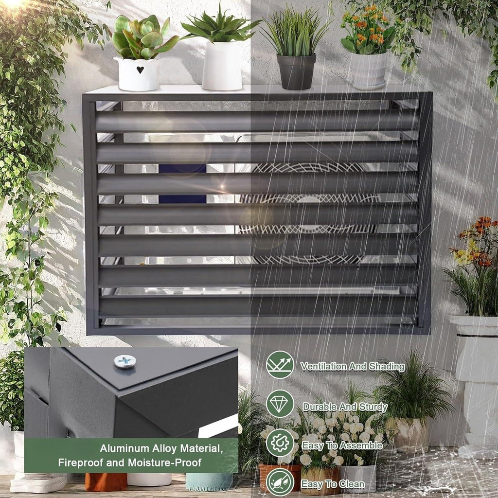 GENERIC Housse De Protection En Aluminium Pour Climatiseur - Résistant Aux Intempéries - Pour Extérieur - Pour Climatisation Et Protection Contre Le Condensateur - Assemblage Facile Pour Toutes Les Saisons